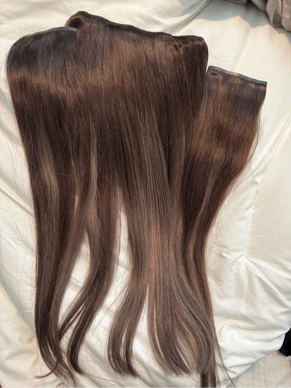 Lux Cool Dark Brown Balayage Halo Hair Extensions - Picture 4 of 5
